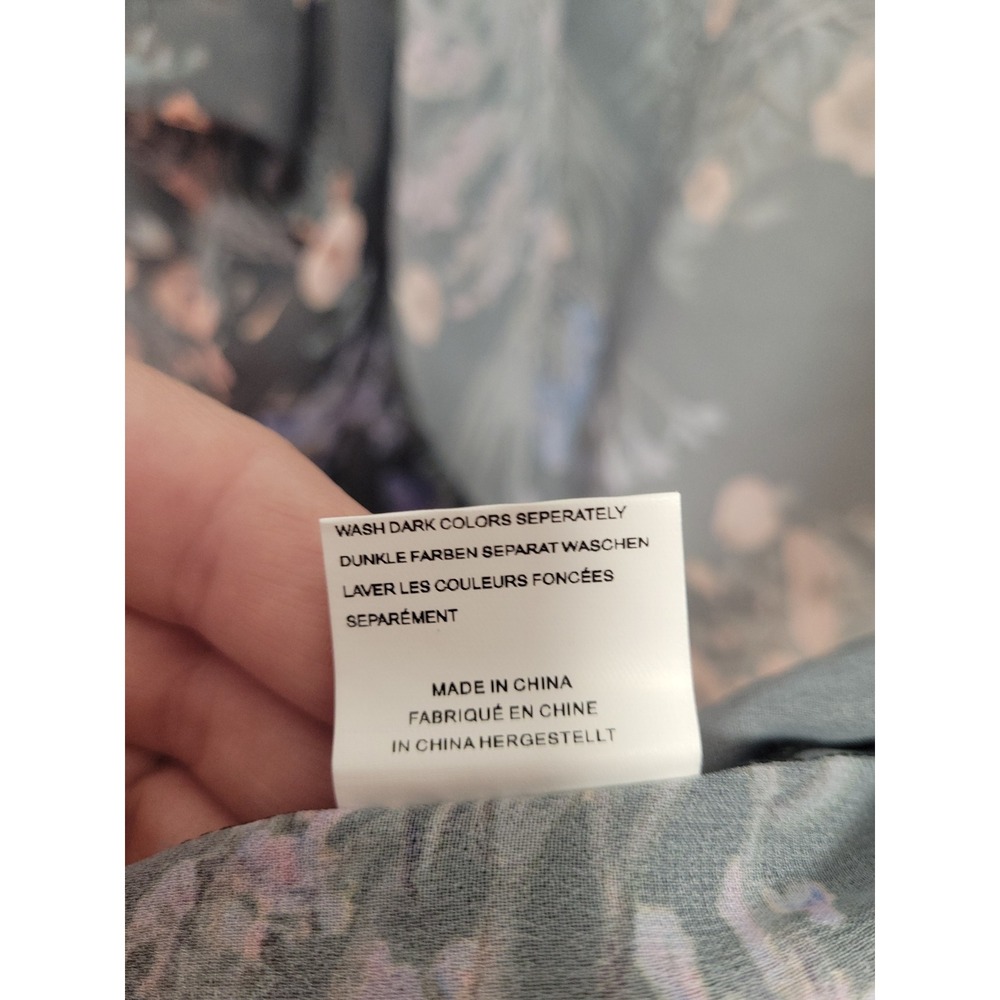 Floral Kimono Wrap Sheer Gray Purple Blue Open Front Cardigan XL - Picture 5 of 6